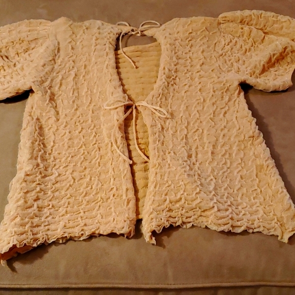 Zara Beige Puff Sleeve Blouse, Size S - Picture 7 of 10